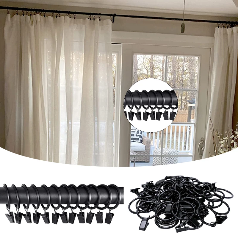 

30Pcs Window Curtain Ring Hook with Clips Iron Detachable Window Shower Curtain Alligator Clips Anti Slip Curtain Hook Hanger