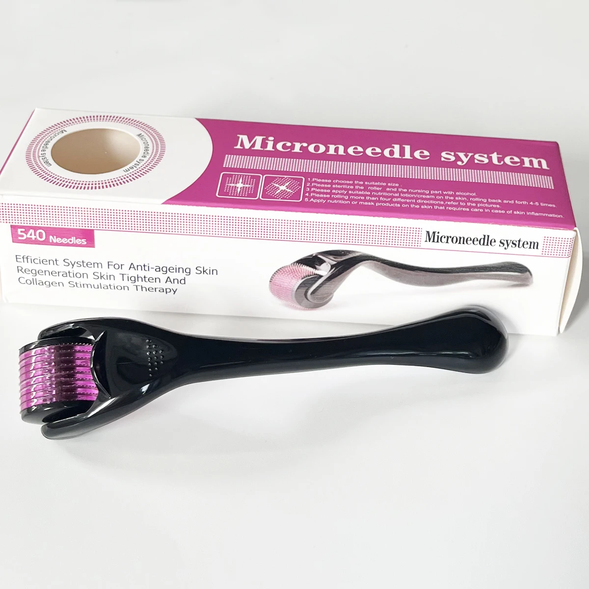 Microaguja Derma Roller para la piel Facial, cuidado de la cara, crecimiento del vello, Barba, eliminación de arrugas y acné, microagujas (540)