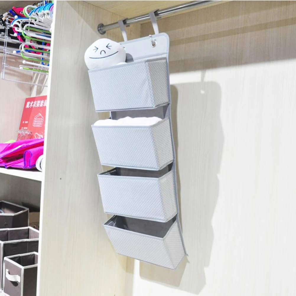

4 Layers Storage Bag Grey Multi layer ganizer for Wardrobe Cabinet Over Door Home Bedroom Kitchen Office Wall Hanging Pocket