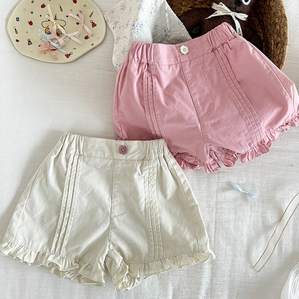 

(1-7 Years）Children's Summer Thin Shorts Baby Fashionable Versatile Casual Pants Black Ear-edge Girls' Outerwear Shorts Fashion