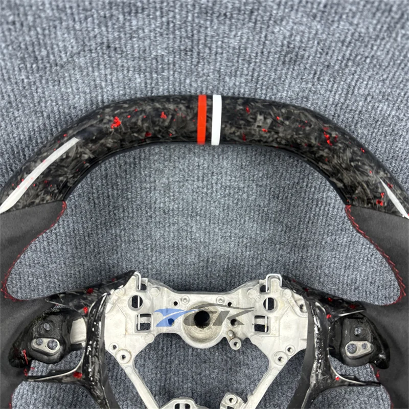 Custom Red Forged Carbon Fiber Black Suede Steering Wheel for 2022 2023 2024 2025 GR86 Car accessories