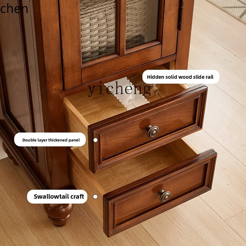 HXL الخشب الصلب باب واحد غرفة المعيشة خزانة جانبية تخزين النبيذ الزجاجي