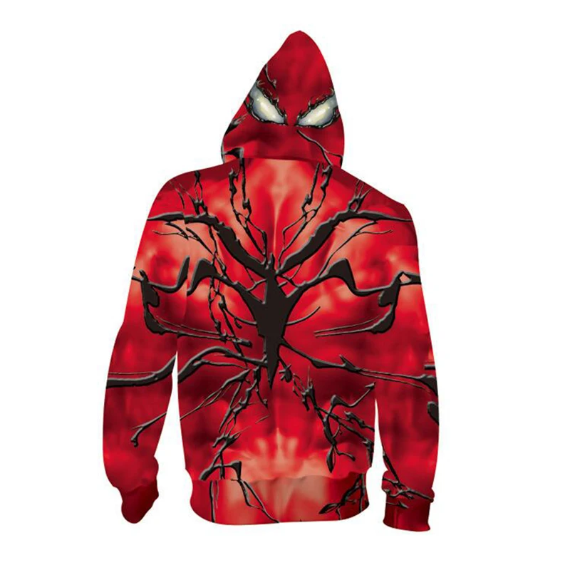 Scary Venom Spiderman Hoodie Autuman Venom Red Cosplay Costume Halloween Unisex Fashion Jacket  Carnival Sportswear