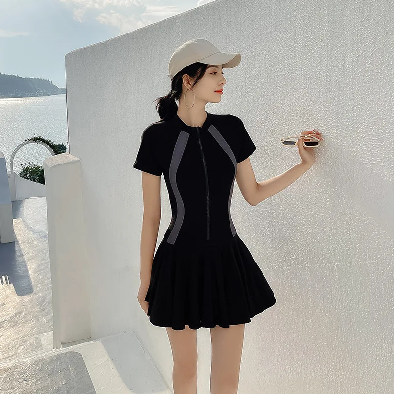 One-piece Swimsuit Women's Conservative Training Flat Angle Professional High-end Feeling to Make Them Look Thin