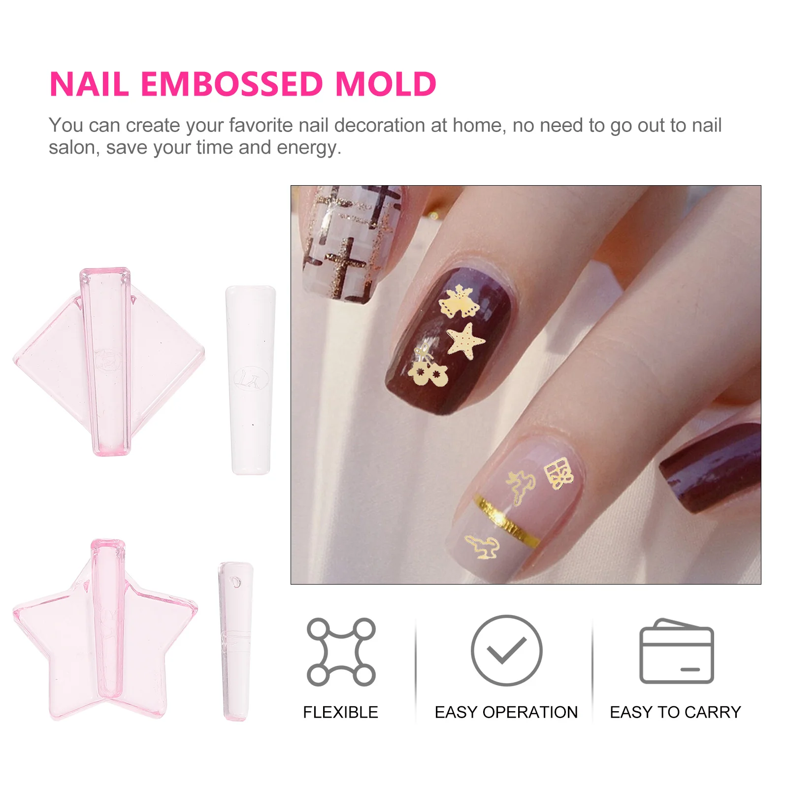 

2 Sets Nail Mold for Art Nails Decoration Bending Embossed Press Equipment
