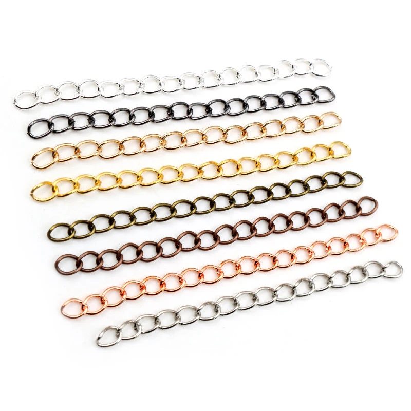 50pcs/lot 50mm 70mm 5x4mm Necklace Extension Chain Bulk Bracelet Extended Chains Tail Extender For DIY Jewelry Making Findings