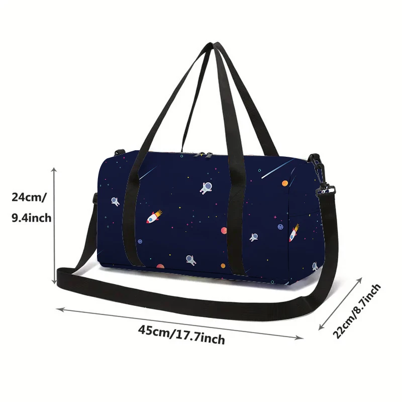 Space Astronaut Rocket Large Capacity Luggage Bag For Boy And Girls Best Gifts 2D Flat Cartoon Outdoor Fitness Bag For Children