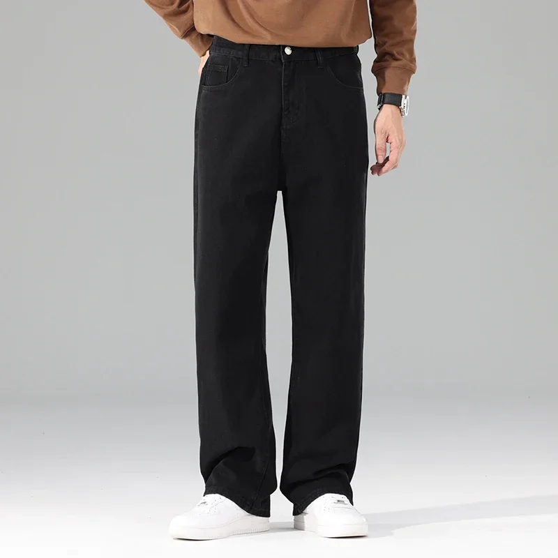 Male Brand New Autumn Jeans Men Black Casual Baggy Trousers Classic Straight Comfortable Wide Denim Trousers  Men Clothing