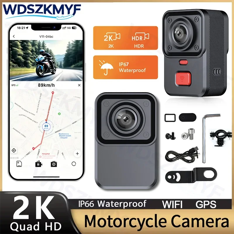 

2K GPS Motorcycle Dual DVR WiFi Smart Connect Single-lens Action Camera Recorder Front & inside Waterproof Motorcycle Dash Cam