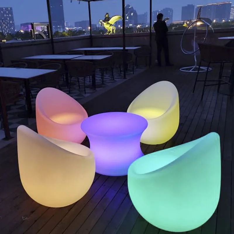 

LED colorful luminous tables and chairs bar ktv courtyard round camping outdoor coffee table combination table and chairs