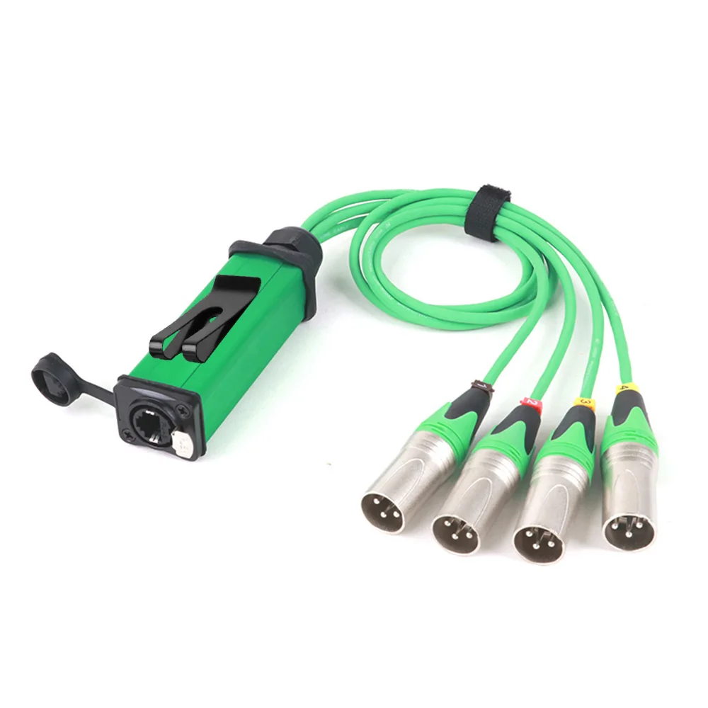 4 Channel 3Pin Audio Network XLR Cable for Stage Sound Lighting Recording Studio Male and Female to STP RJ45 Cat5/Cat6 Ethercon