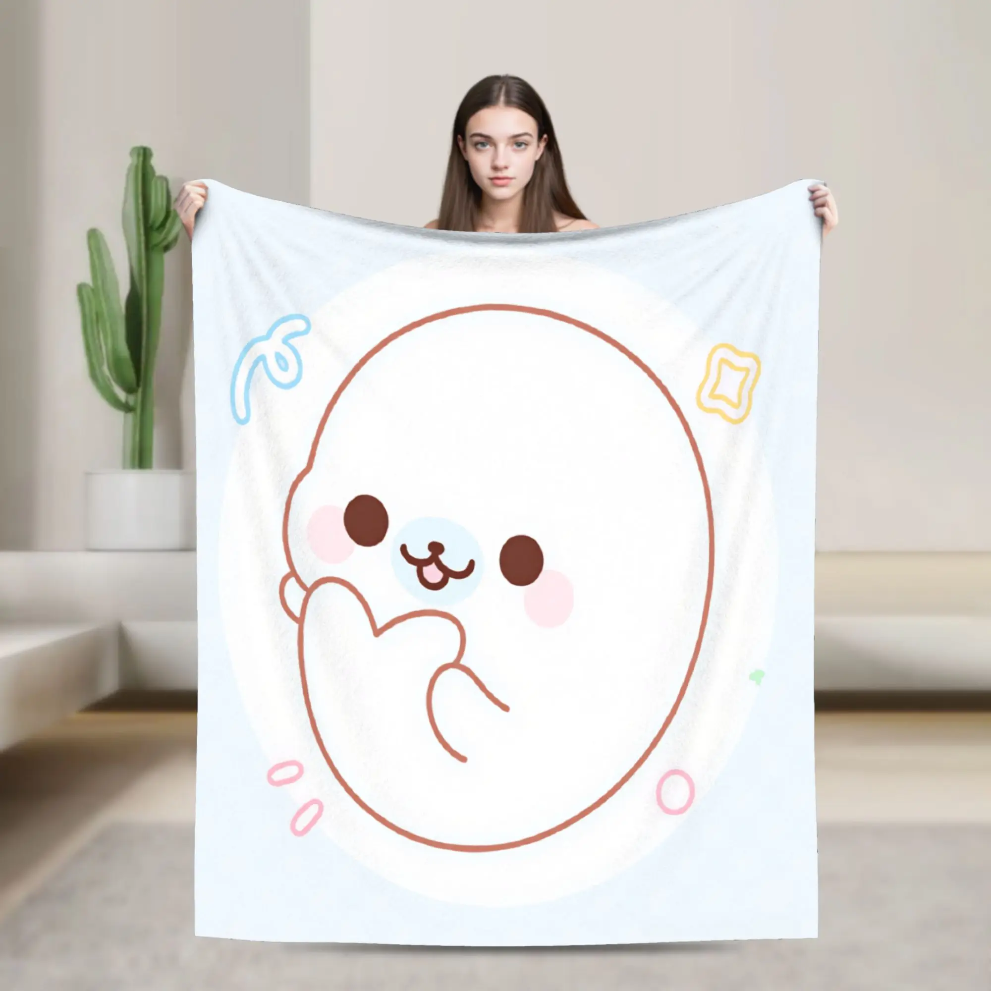 CUTE M-Mamegoma Seal Blankets  Super Warm Funny Plush Throw Blanket For Boy Girl Outdoor Flannel Bedspread Bed Cover