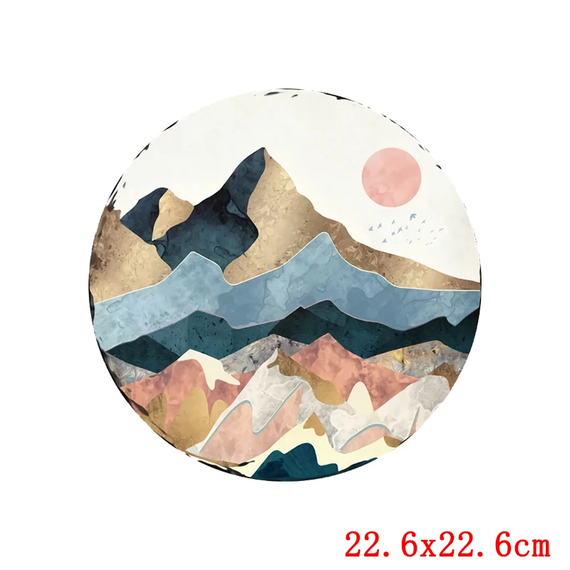 Waves Space Heat Transfer Landscape Painting Iron On Transfer DIY Ironing Thermal Stickers Patches For Clothing T Shirt Applique