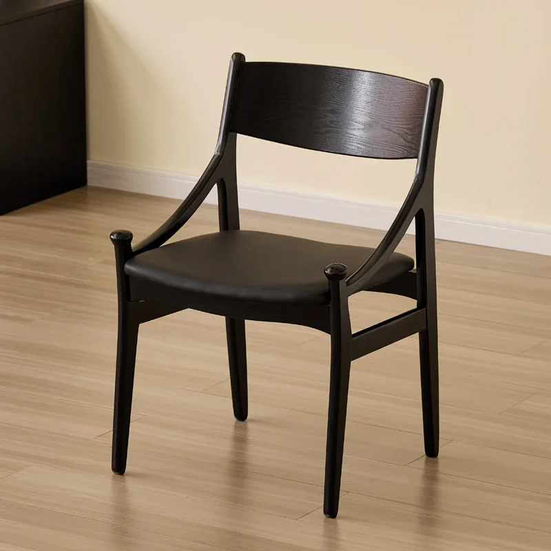 Retro style solid wood chair, back chair, sedentary and comfortable 2025 new rubber wood simple small apartment