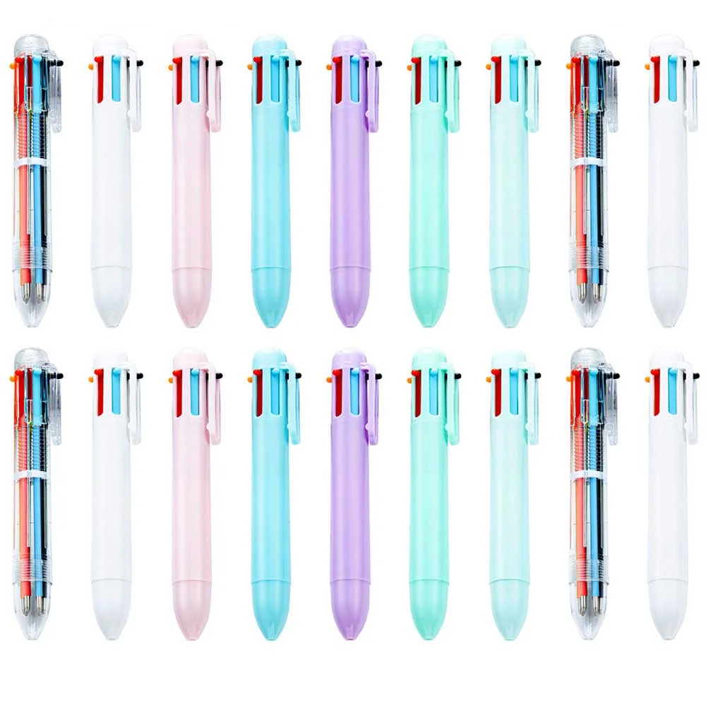 

5-6Pack 6-in-1 Multicolor Ballpoint Pens - Retractable Fine Point Pastel Pens for Students, Office, School Supplies & Gifts