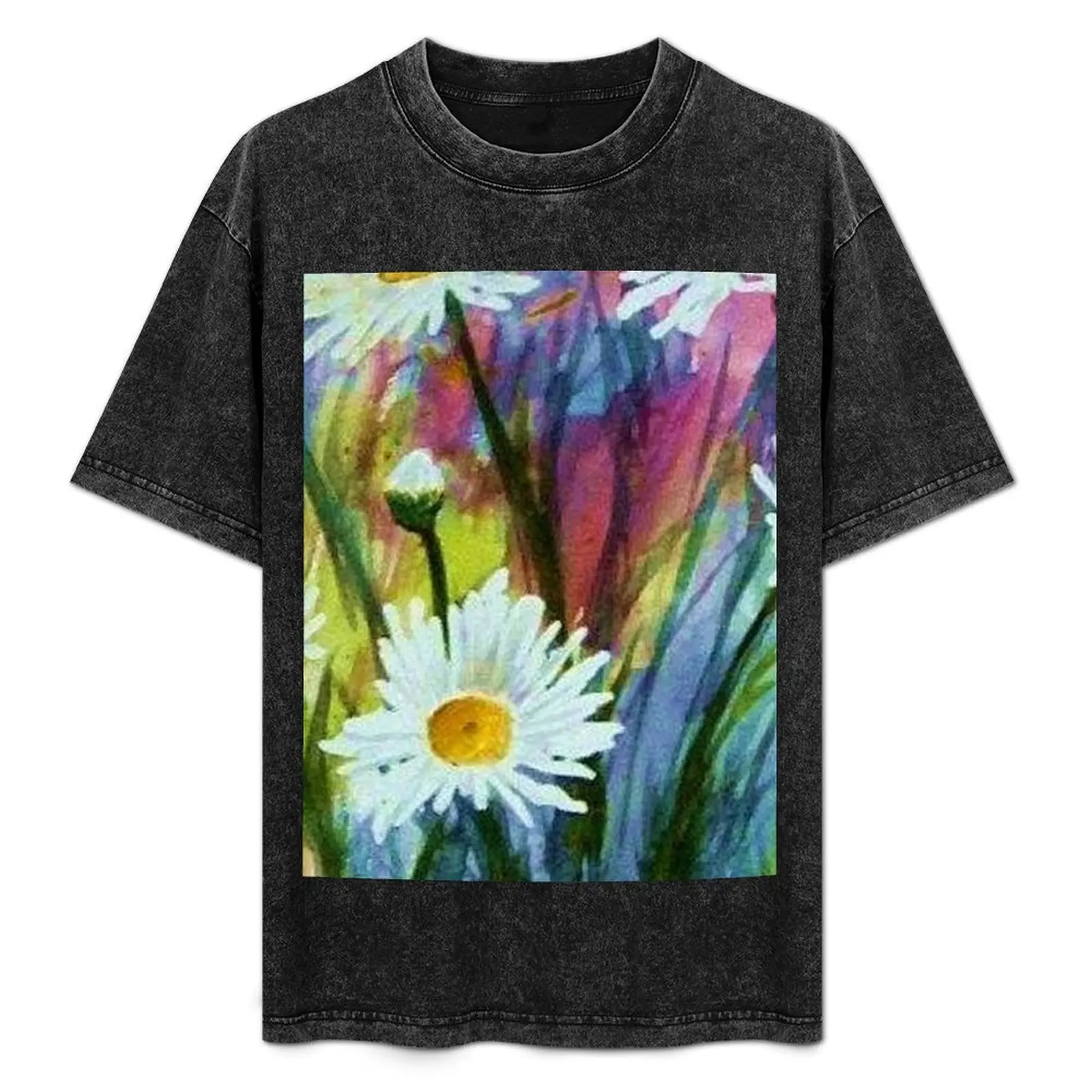 

White Daisy Party T-Shirt Sweat Absorbing Sports Tee Shirt