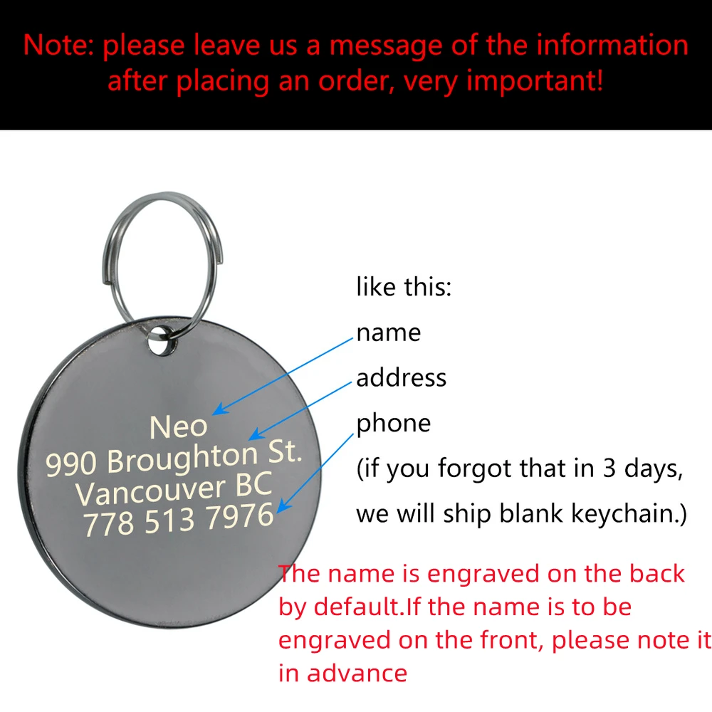 Customizable Engraved Pets ID Tag for Dog Cat Bronze Nameplate Tags Personalized Anti-lost Address Number Dogs Collar ID Pendant