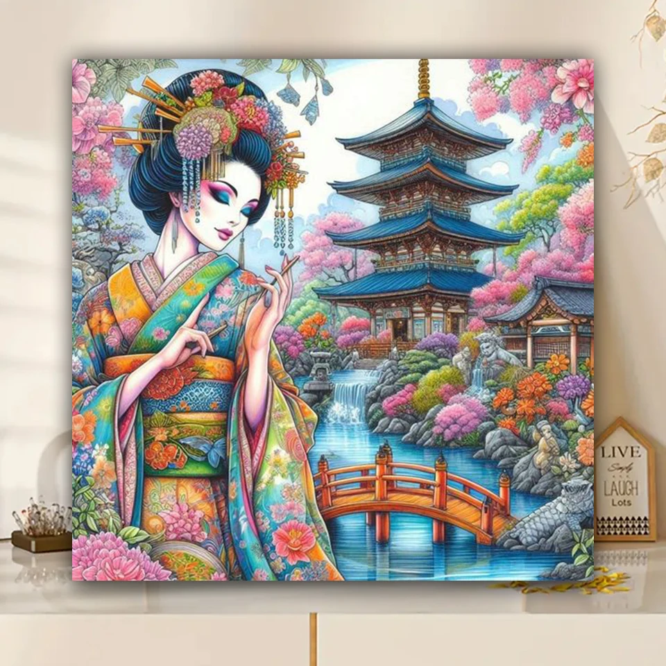 Ancient Style Japanese Woman Geisha Diy Diamond Painting New 2025 Full Square Round Diamond Embroidery Cross Stitch Kits Decor