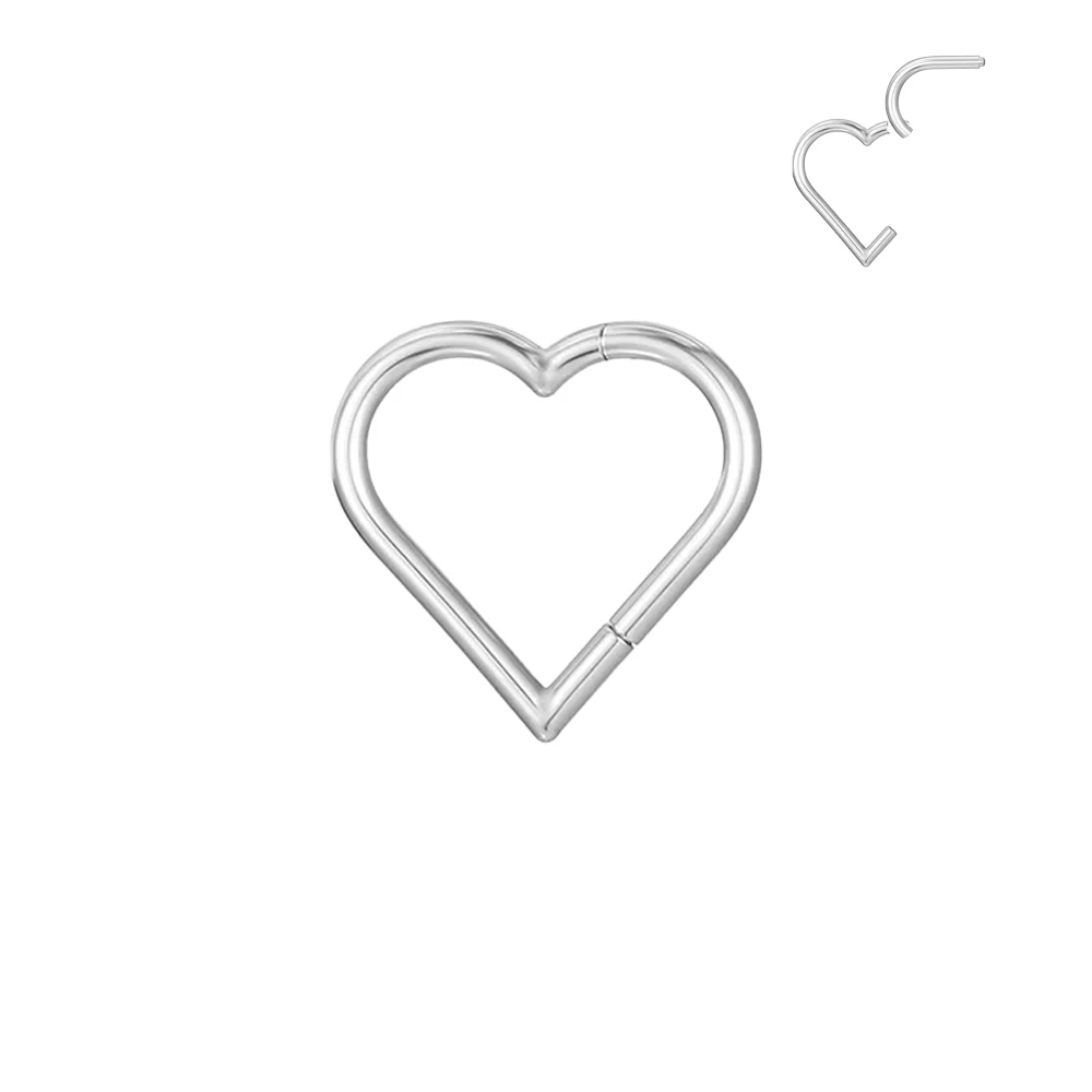 ASTM F136 Titanium 16G Heart Hoops Fashion Nose PIERC Sexy Ear Tragus Daith Cartilage Rings Clicked Body Jewelry for Women Gifts