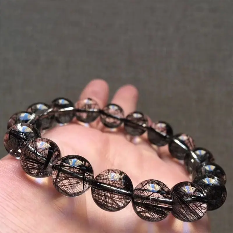 

1Pcs Natural Black Hair Crystal Bracelet Rare Black Crystal Fashion Home Stone Crafts Crystal Energy Stone Gift