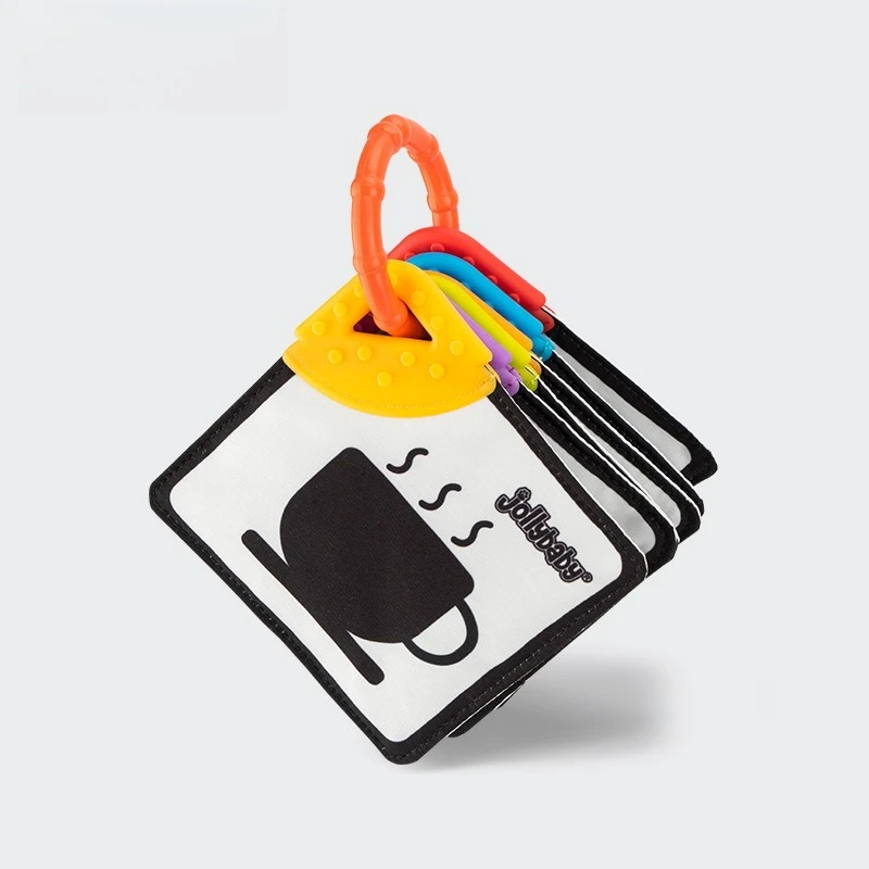 Tarjetas cognitivas en blanco y negro para bebé de 0 a 1 año, libro de tela para mordedor, tarjetas de estimulación Visual de Color para Aprendizaje Temprano para recién nacidos