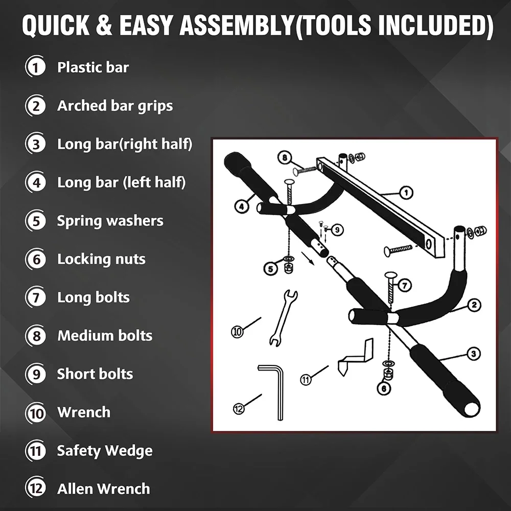 Adjustable Indoor Fitness Door Frame Multi-functional Doorway Pull Up Bar Wall Chin Up Bar Horizontal Bar Home Fitness Equipment