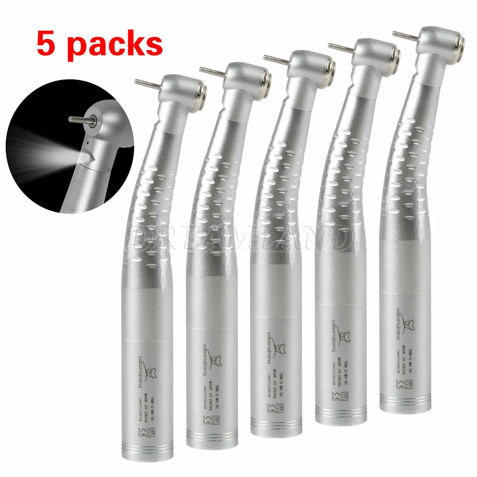 5PCS Dental Fiber Optic LED Handpiece Standard Head High Speed Fit kavo Quick Coupler 4/6Hole