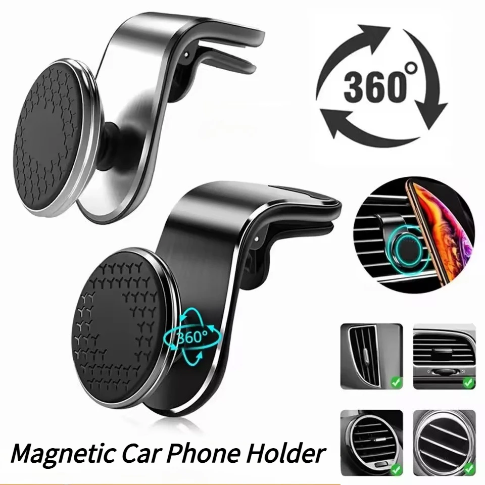 360° Rotation Magnetic Car Phone Holder Air Vent Clip Magnet Mount Stand GPS Smartphone Bracket For iPhone Samsung Xiaomi Huawei