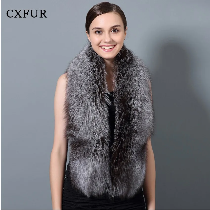 Natural Color Women Winter Outdoor Decorative Real Fox Fur Scarf CX-S-28A