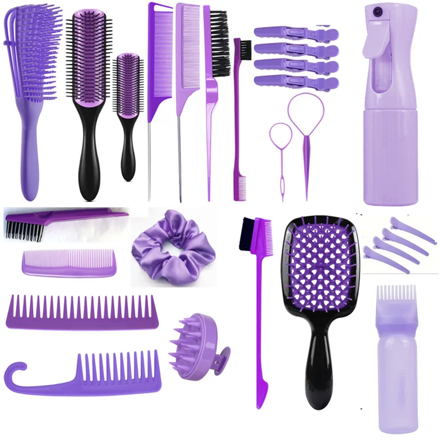 

Hair Styling Comb Set - Includes Rat Tail Edge Brush & Smooth Black Brush Barber Styling Tools for All Hair Types