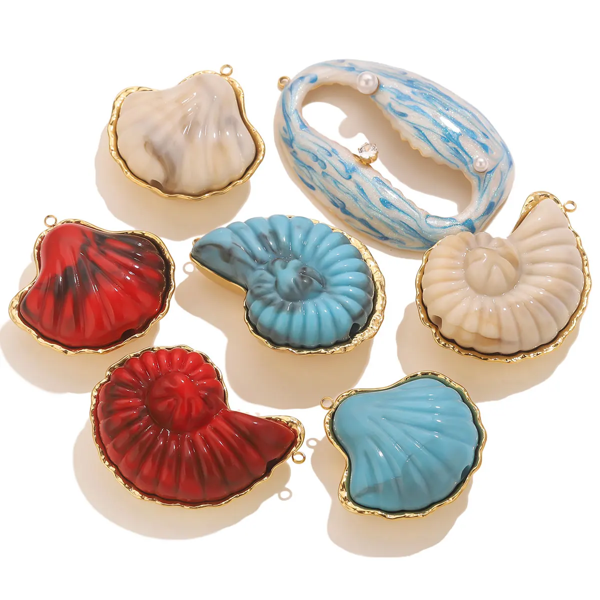 

Stainless Steel Enamel Ocean Large Shell Conch Charm Vintage DIY Necklace Bracelet Earrings Jewelry Making Materials Accessories
