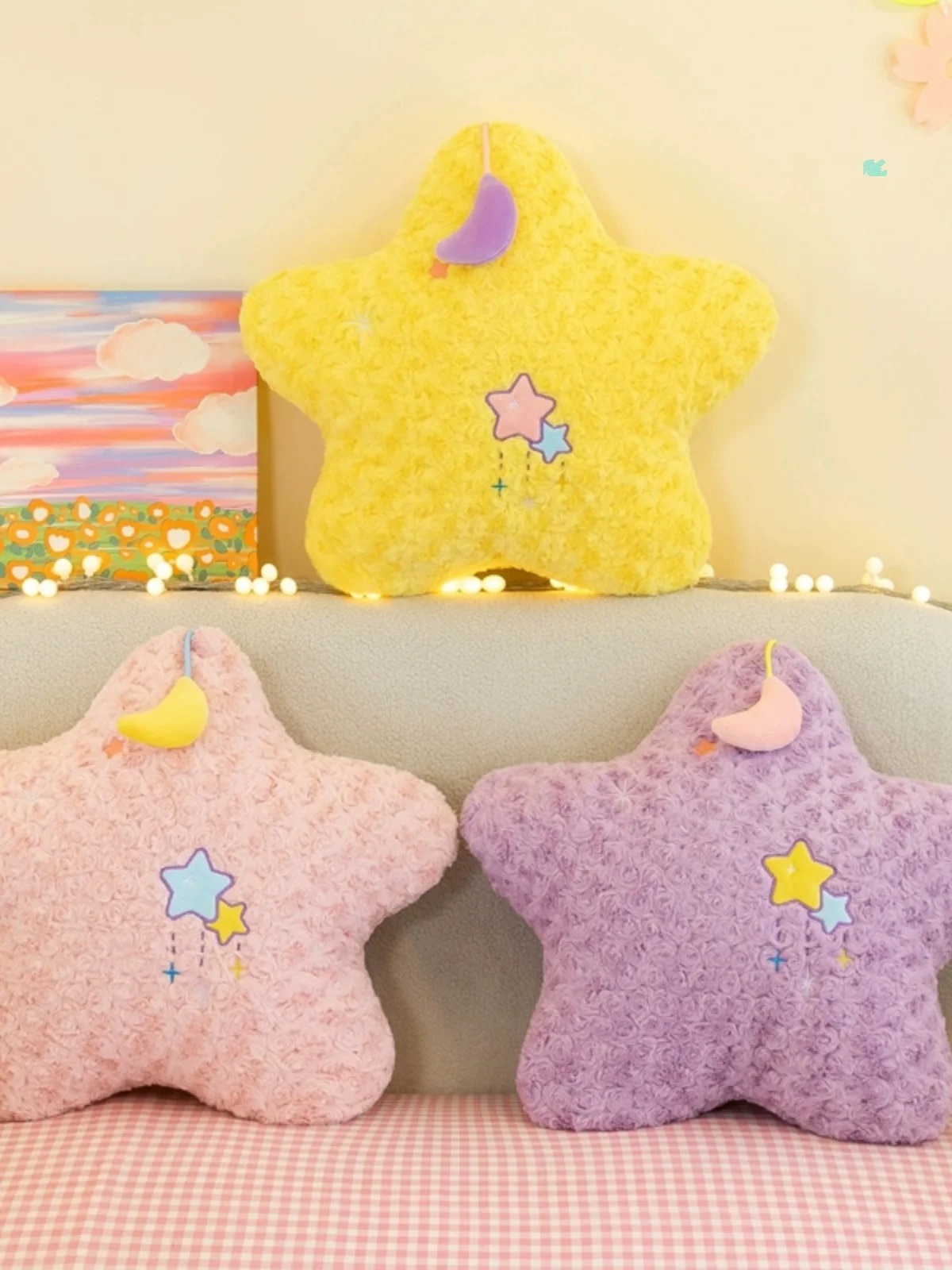 Creative props for newborn photography moon stars plush pillows for girls sleeping sofas living rooms bedside cushions 신생아사진