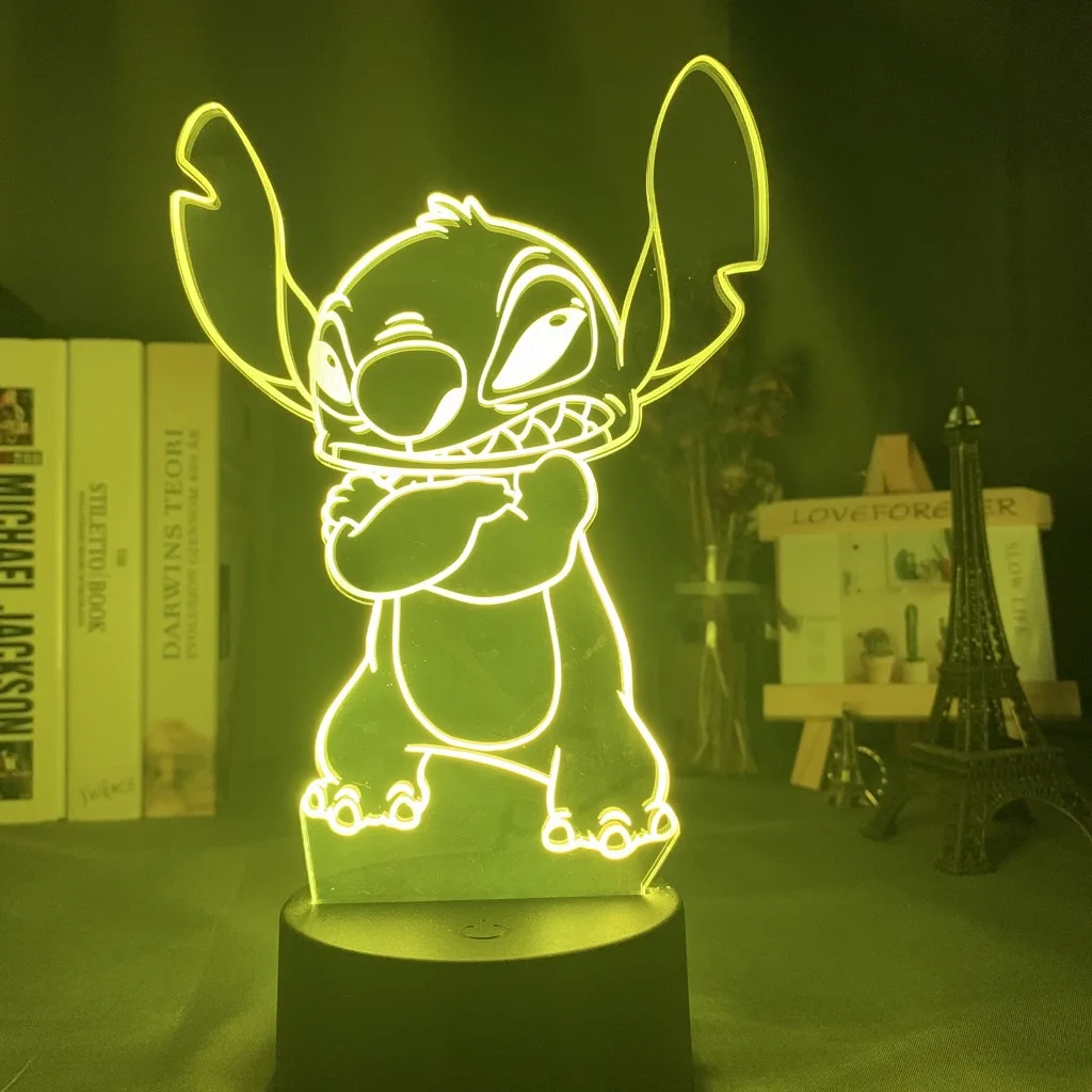 Stitch Anime Led Night Light Dropshipping Acrylic 3D Lamp Bedroom  Kids Gift Lilo & Stitch Birthday Gift