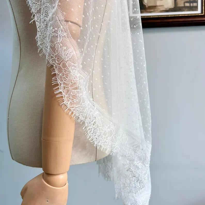 polka-dot-mantilla-lace-veil-wedding-bridal-veil-fingertip-short-custom-bridal-veil-wedding-accessories