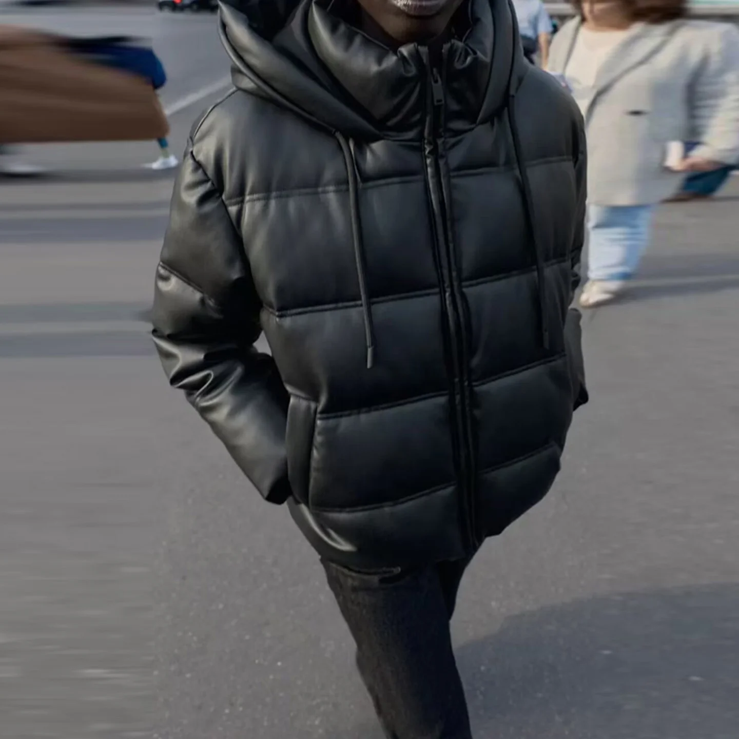 2025年秋 レディース ファッション レザー ジャケット フード付き ロング丈 アウター スタンドフィット Z レディースコート