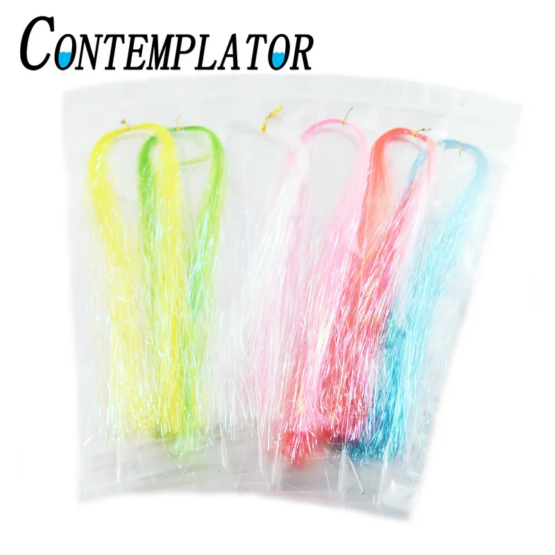 

3bags Sparkle Flash Strands Fly Tying Material 6optional Pearl Color 40cm Iridescent Streamer Saltwater Fly Glow Flashbou Tinsel