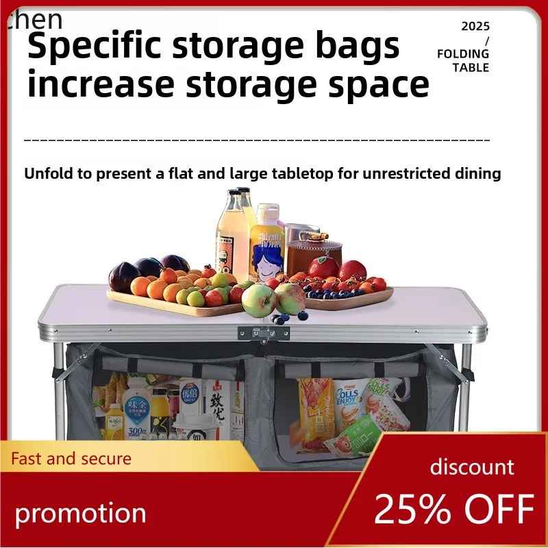 Hxl outdoor kitchen portable picnic table folding stall table - collapsible & expandable