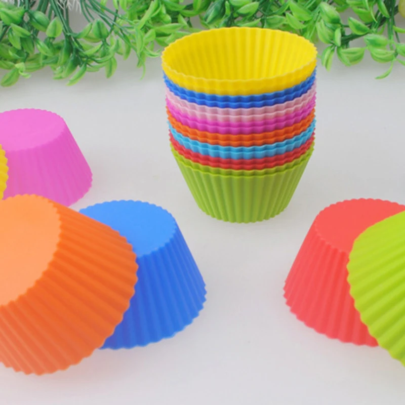 4PC Round Silicone Muffin Cup For Kitchen DIY Baking Cake Mould Muffin Cupcake Mold Cake Decorating Tool Cook Bakeware Maker