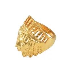 Anniyo Portrait of Indians Ring for Women Men Gold Color African Jewelry Punk Cool Ring #001611