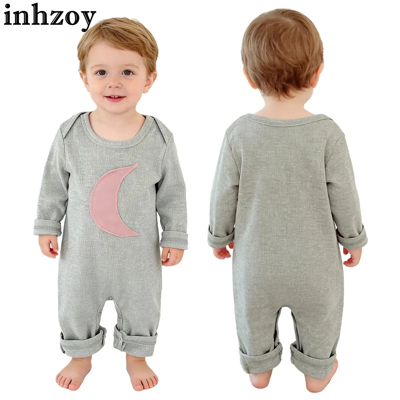 

Baby Boys Girls Long Sleeve Button Crotch Casual Romper Jumpsuit Daily Birthday Party Photography Bodysuit Homewear Streetwear