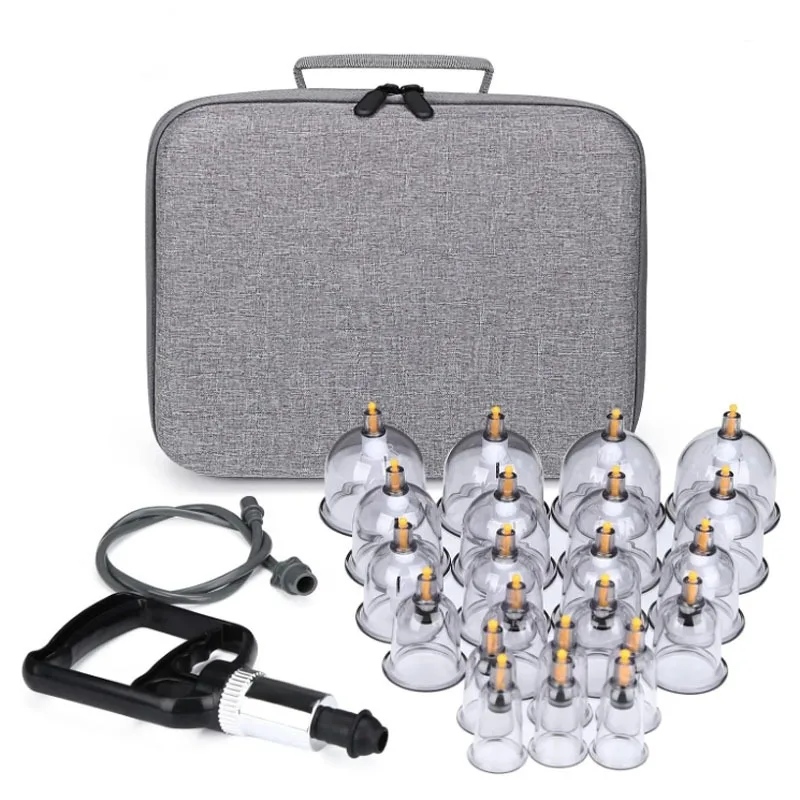 24-teiliges Schröpfset in Verschiedenen Größen mit Handpumpe und Detailliertem Schröpfhandbuch Massage-Schröpfset für Massagen