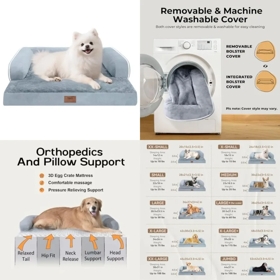 

Small Dog Bed Orthopedic Washable Cat Bed Memory Foam Small Couch Sofa Indoor Comfy Pet Beds with Waterproof Removable Cover No