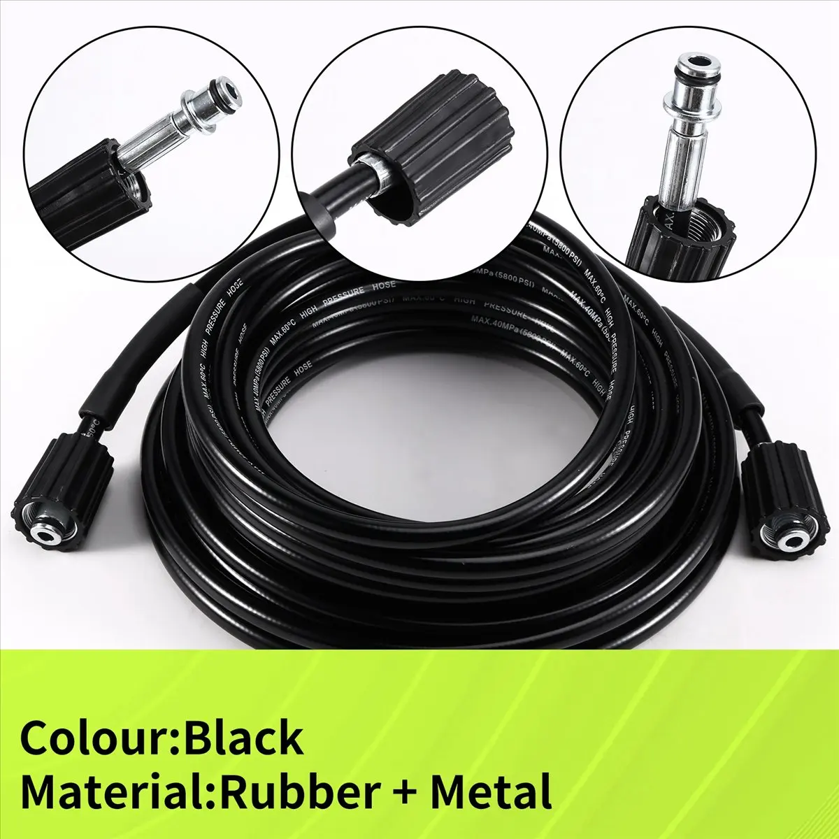 A64K Pressure Washer Hose Quick Connector Hose and Extension Coupler for Swimming Pools Siding Washing Cars Floors 15m