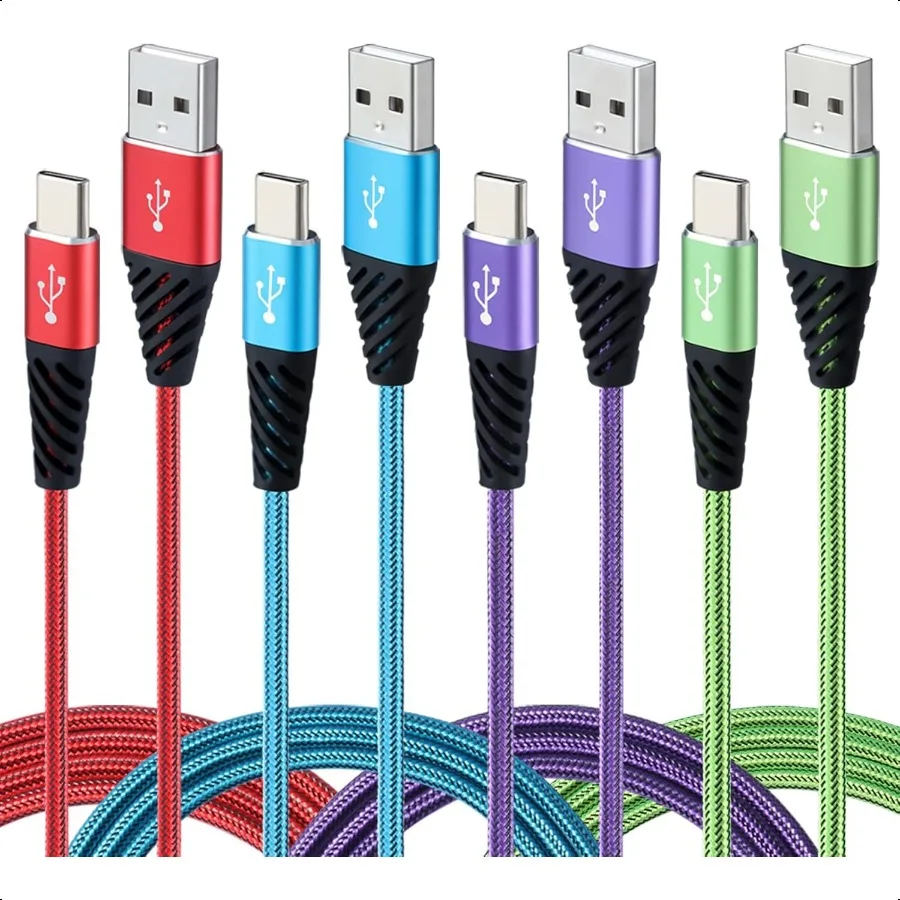 كابل شاحن من النوع C بطول 10 أقدام و4 عبوات سلك شحن سريع USB A إلى USB C شاحن الهاتف الخليوي من النايلون المضفر متوافق مع هاتف Samsung Gala