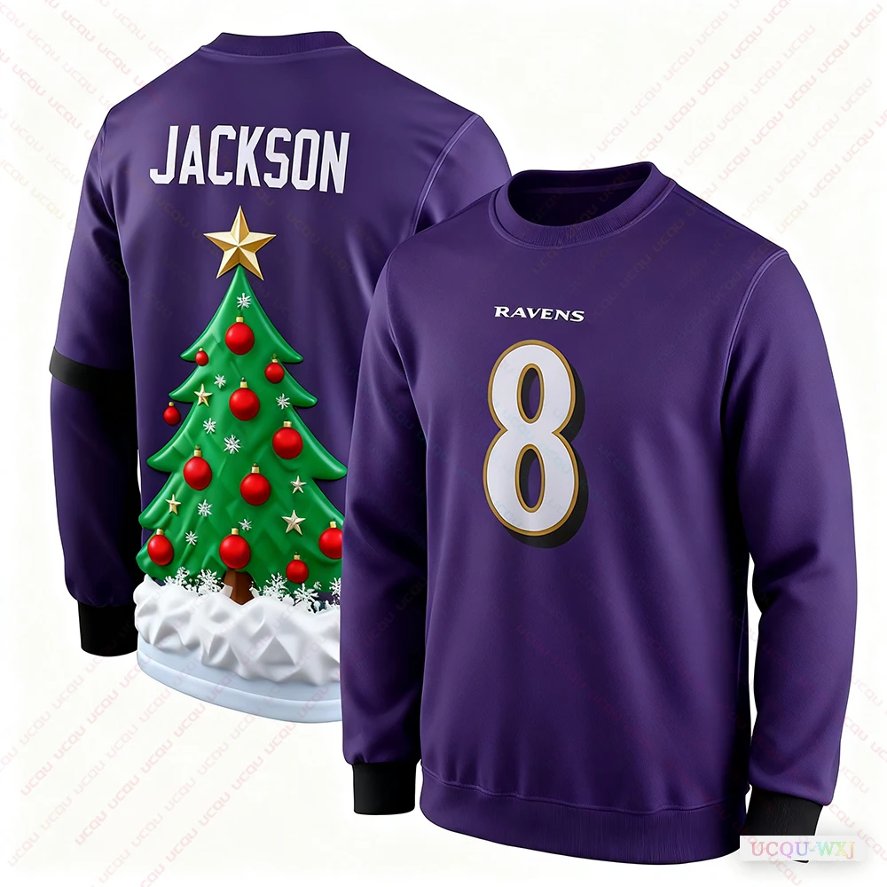 عيد الميلاد الكبار بالتيمور كرة القدم الأمريكية جيرسي الرجبي جيرسي الرياضية التدريب جيرسي تي شيرت الغربان جاكسون 8 عدد