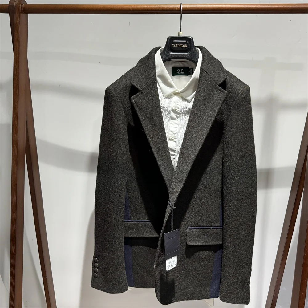 Yago een الصوفية سليم صالح بدلة رجالية عادية للخريف والشتاء Faionable الحضرية Sle طويلة Sve Busin معطف غير رسمي #1