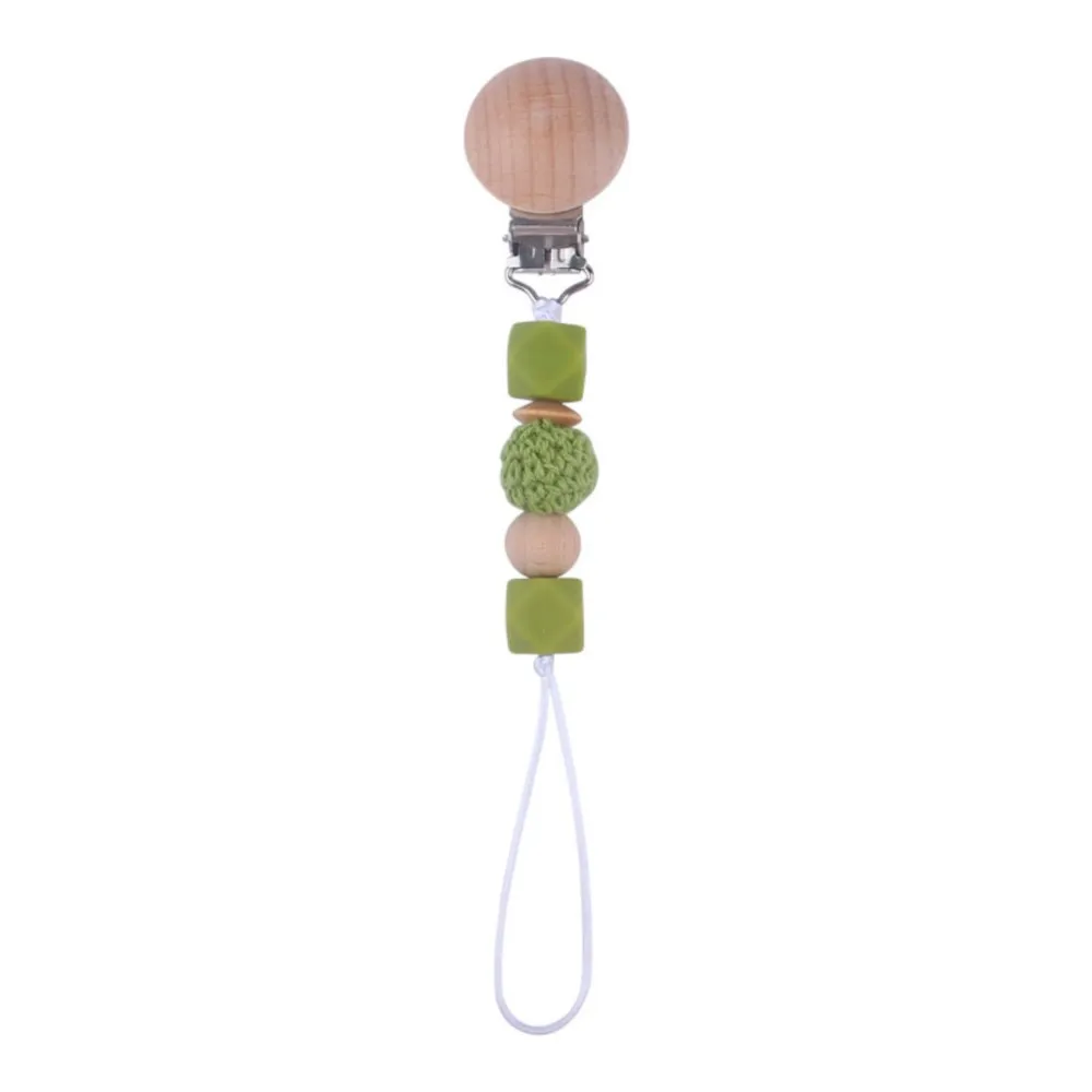 Baby Infant Toddler Dummy Pacifier Clip Chain Wooden Soother Nipple Holder
