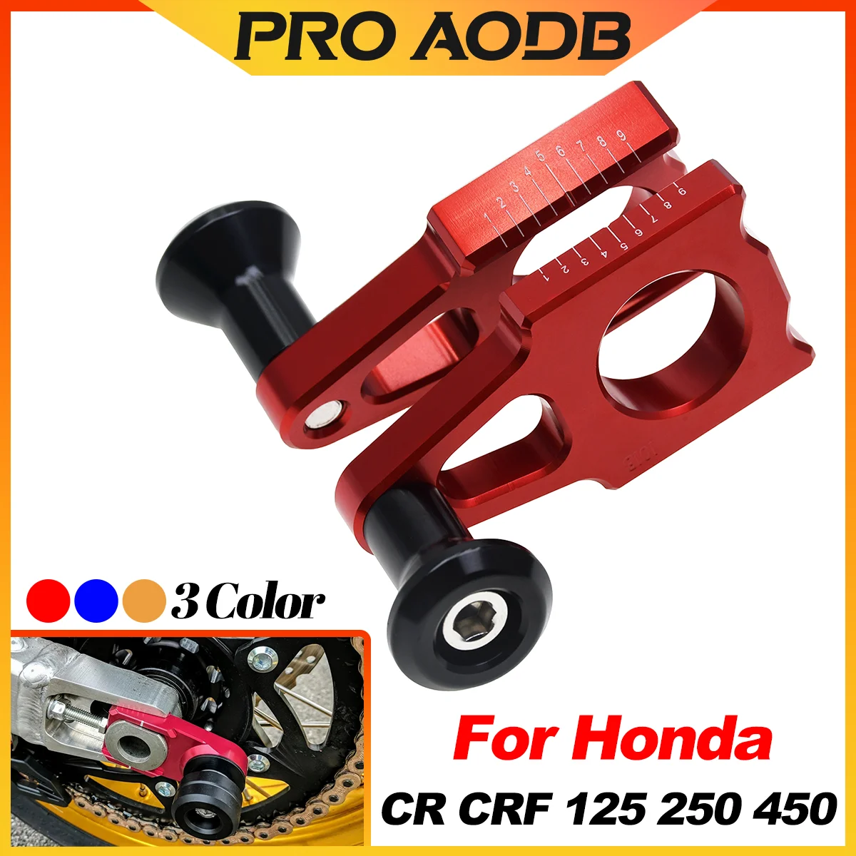 For Honda CR 125 250 CRF250R CRF450R CRF 250R 250X 250RX 450R 450X 450RX 450L R RX Motorcycle CNC Rear Axle Block Chain Adjuster