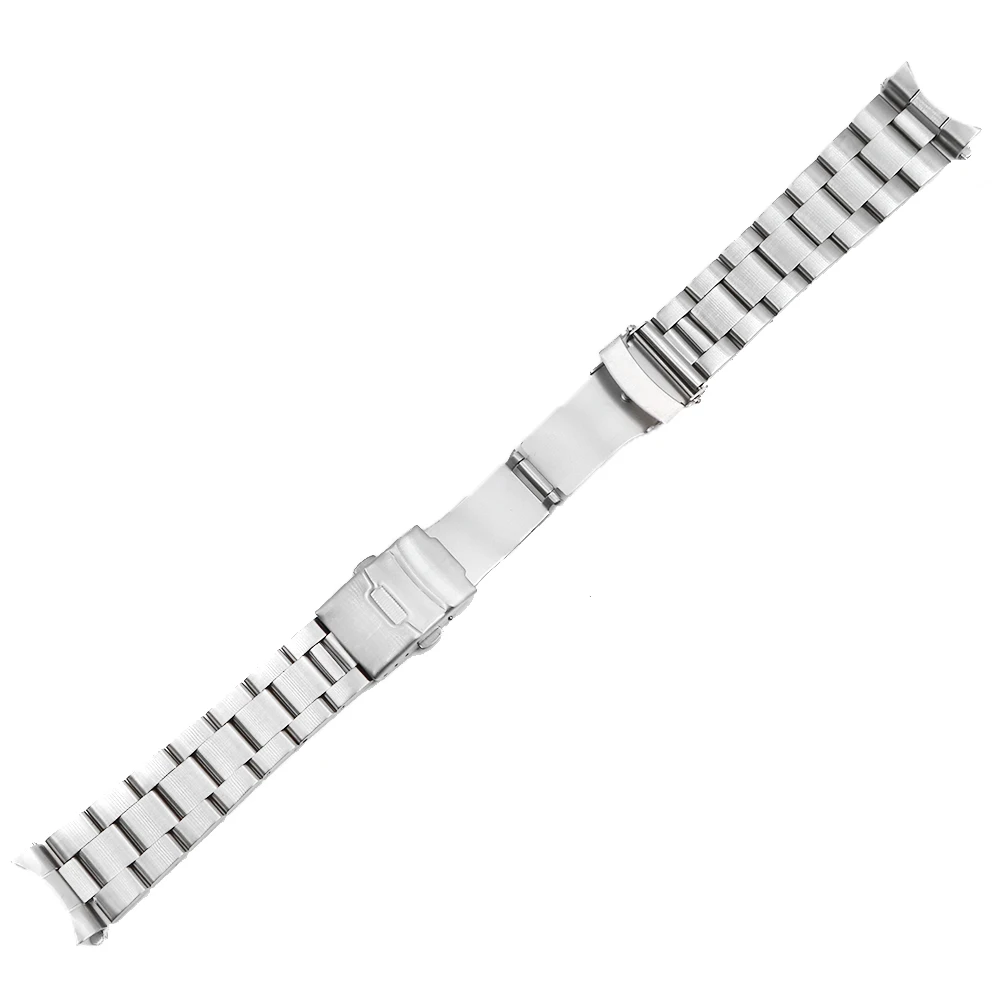 Watch Band For Seiko 20mm 22mm Stainless Steel Bracelet Curved End Hollow Solid Links Replacement Strap Double Push Clasp Oyster