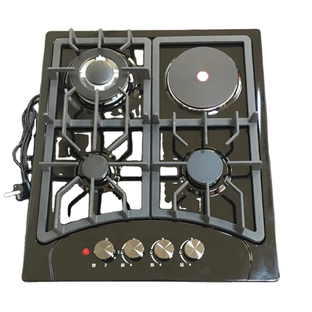 Home Cooking Appliance 4 Gas and Electric Hobs Stainless Steel Built in Gas Stove